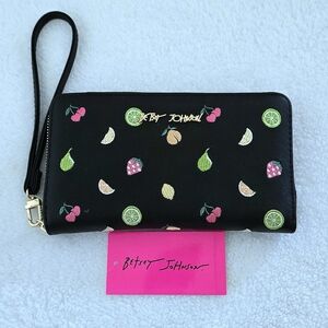 Betsey Johnson Fruits🍒🍐 XO Zip Around Wristlet - NWT